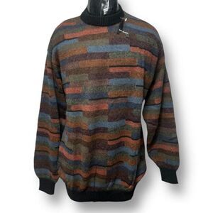 Peru Unlimited XL Alpaca Wool Sweater Multicolor Pullover Crew Neck Knit NWT